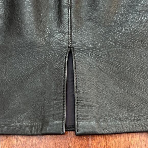 Vintage Code Nouveau Classic and Versatile Black Leather Pencil Skirt, Size 4/Sm - Picture 6 of 10